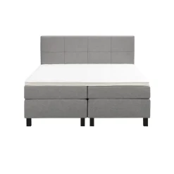 Leen Bakker Boxspring Liv geblokt - lichtgrijs - 180x200 cm - vierkante poot