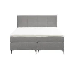 Leen Bakker Boxspring Liv geblokt - lichtgrijs - 180x200 cm - slanke poot Discount