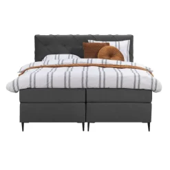 Leen Bakker Boxspring Liv geruit - antraciet - 180x200 cm - slanke poot Best
