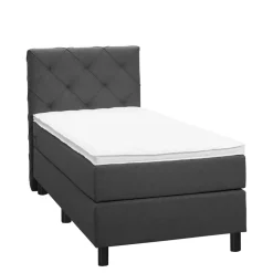 Leen Bakker Boxspring Liv geruit - antraciet - 90x200 cm - ronde poot Best