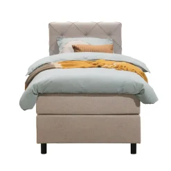 Leen Bakker Boxspring Liv geruit - beige - 90x200 cm - ronde poot Discount