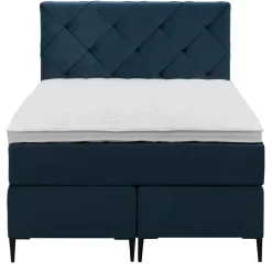 Leen Bakker Boxspring Liv geruit - blauw - 120x200 cm - slanke poot Sale