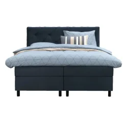 Leen Bakker Boxspring Liv geruit - blauw - 180x200 cm - ronde poot