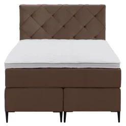 Leen Bakker Boxspring Liv geruit - bruin - 120x200 cm - slanke poot Best