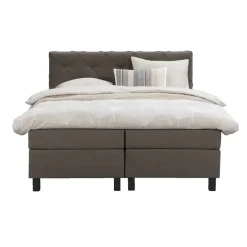 Leen Bakker Boxspring Liv geruit - donkerbruin - 180x200 cm - vierkante poot Discount