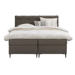 Leen Bakker Boxspring Liv geruit - donkerbruin - 160x200 cm - slanke poot Hot