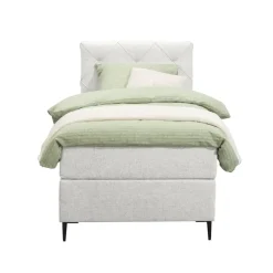 Leen Bakker Boxspring Liv geruit - ecru - 90x200 cm - slanke poot Clearance