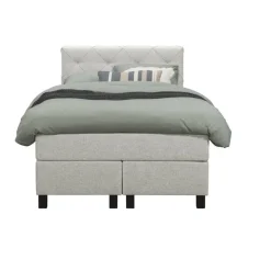 Leen Bakker Boxspring Liv geruit - ecru - 120x200 cm - vierkante poot Outlet