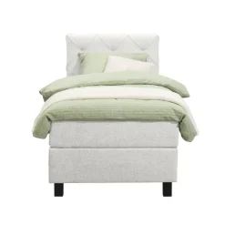 Leen Bakker Boxspring Liv geruit - ecru - 90x200 cm - vierkante poot Clearance