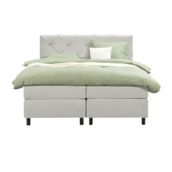 Leen Bakker Boxspring Liv geruit - ecru - 160x200 cm - ronde poot
