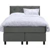 Leen Bakker Boxspring Liv geruit - grijs - 120x200 cm - ronde poot Outlet