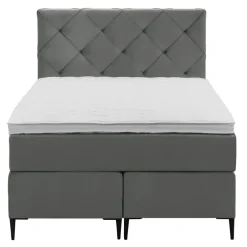 Leen Bakker Boxspring Liv geruit - grijs - 120x200 cm - slanke poot Discount