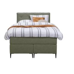 Leen Bakker Boxspring Liv geruit - groen - 120x200 cm - slanke poot Discount