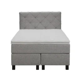 Leen Bakker Boxspring Liv geruit - lichtgrijs - 120x200 cm - vierkante poot Discount