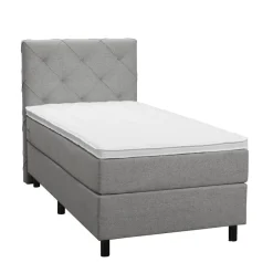 Leen Bakker Boxspring Liv geruit - lichtgrijs - 90x200 cm - ronde poot