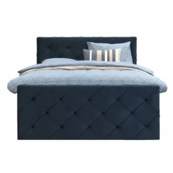 Leen Bakker Boxspring met opbergruimte en voetbord Liv geruit - blauw - 180x200cm Online