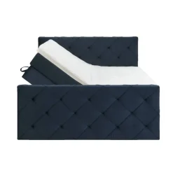 Leen Bakker Boxspring met opbergruimte en voetbord Liv geruit - blauw - 180x200cm Online