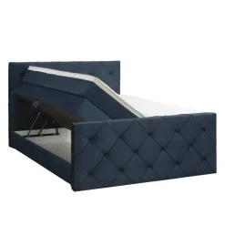Leen Bakker Boxspring met opbergruimte en voetbord Liv geruit - blauw - 180x200cm Online