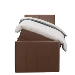 Leen Bakker Boxspring met opbergruimte en voetbord Liv geblokt - bruin - 90x200cm New