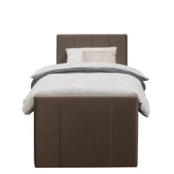 Leen Bakker Boxspring met opbergruimte en voetbord Liv geblokt - bruin - 90x200cm New