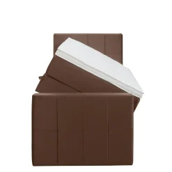 Leen Bakker Boxspring met opbergruimte en voetbord Liv geblokt - bruin - 90x200cm New