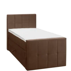 Leen Bakker Boxspring met opbergruimte en voetbord Liv geblokt - bruin - 90x200cm New