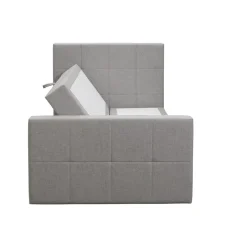 Leen Bakker Boxspring met opbergruimte en voetbord Liv geblokt - lichtgrijs - 120x200cm Clearance