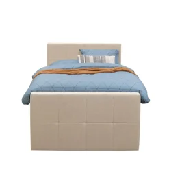 Leen Bakker Boxspring met opbergruimte en voetbord Liv geblokt - beige - 120x200cm
