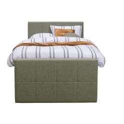 Leen Bakker Boxspring met opbergruimte en voetbord Liv geblokt - groen - 120x200cm Outlet