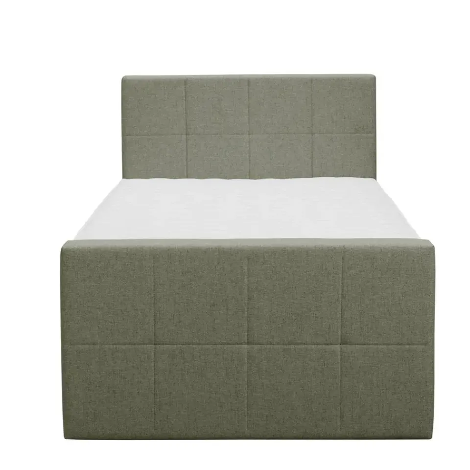 Leen Bakker Boxspring met opbergruimte en voetbord Liv geblokt - groen - 120x200cm Outlet