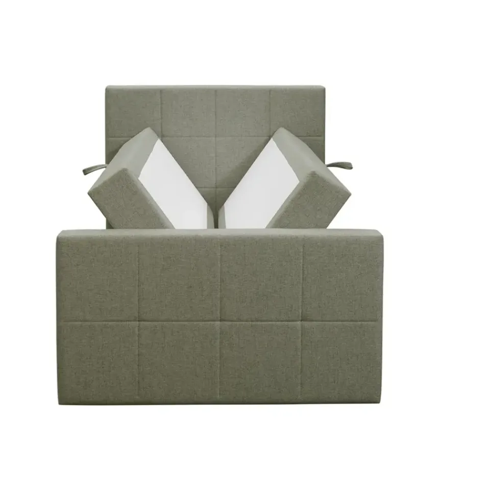 Leen Bakker Boxspring met opbergruimte en voetbord Liv geblokt - groen - 120x200cm Outlet