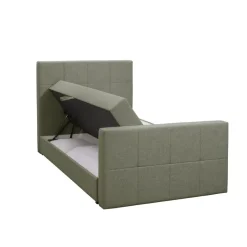 Leen Bakker Boxspring met opbergruimte en voetbord Liv geblokt - groen - 120x200cm Outlet