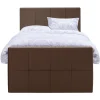 Leen Bakker Boxspring met opbergruimte en voetbord Liv geblokt - bruin - 120x200cm New