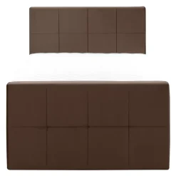 Leen Bakker Boxspring met opbergruimte en voetbord Liv geblokt - bruin - 120x200cm New