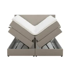 Leen Bakker Boxspring met opbergruimte Liv egaal - beige - 140x200 cm Clearance