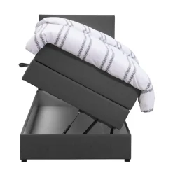 Leen Bakker Boxspring met opbergruimte Liv egaal - antraciet - 90x200 cm Outlet