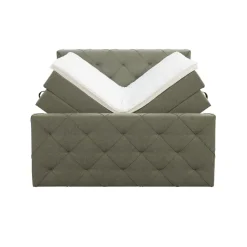 Leen Bakker Boxspring met opbergruimte en voetbord Liv geruit - groen - 180x200cm Online