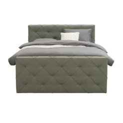Leen Bakker Boxspring met opbergruimte en voetbord Liv geruit - groen - 140x200cm Hot