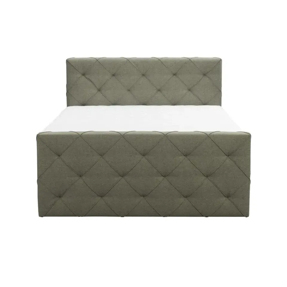 Leen Bakker Boxspring met opbergruimte en voetbord Liv geruit - groen - 140x200cm Hot