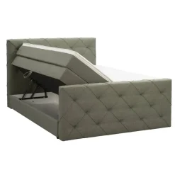 Leen Bakker Boxspring met opbergruimte en voetbord Liv geruit - groen - 140x200cm Hot