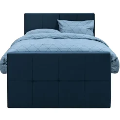 Leen Bakker Boxspring met opbergruimte en voetbord Liv geblokt - blauw - 120x200cm Discount