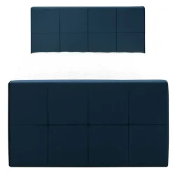 Leen Bakker Boxspring met opbergruimte en voetbord Liv geblokt - blauw - 120x200cm Discount