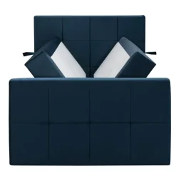 Leen Bakker Boxspring met opbergruimte en voetbord Liv geblokt - blauw - 120x200cm Discount