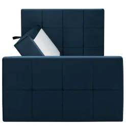 Leen Bakker Boxspring met opbergruimte en voetbord Liv geblokt - blauw - 120x200cm Discount