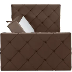 Leen Bakker Boxspring met opbergruimte en voetbord Liv geruit - bruin - 120x200cm Online