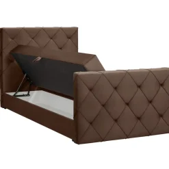 Leen Bakker Boxspring met opbergruimte en voetbord Liv geruit - bruin - 120x200cm Online