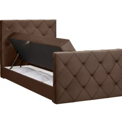 Leen Bakker Boxspring met opbergruimte en voetbord Liv geruit - bruin - 120x200cm Online