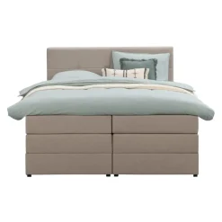 Leen Bakker Boxspring met opbergruimte Liv geblokt - beige - 160x200 cm Best