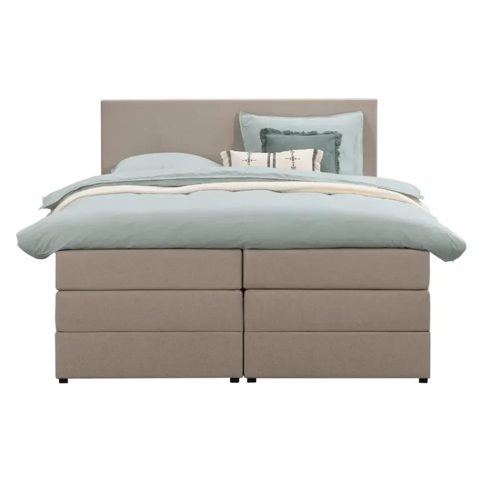 Leen Bakker Boxspring met opbergruimte Liv egaal - beige - 180x200 cm Sale