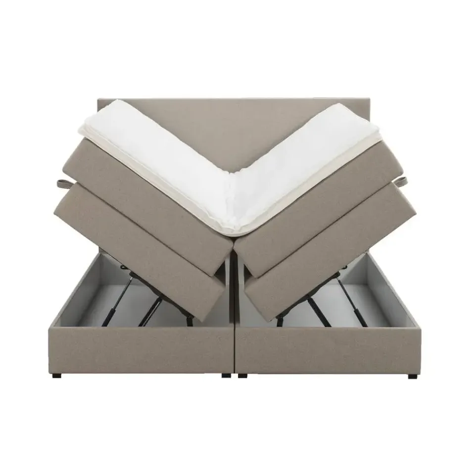 Leen Bakker Boxspring met opbergruimte Liv egaal - beige - 180x200 cm Sale